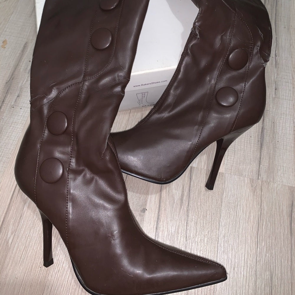 Macee Point Toe Stiletto Heeled Mid Calf Boots
